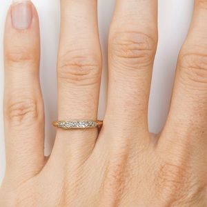 Engraved floral platinum & gold ring size 6